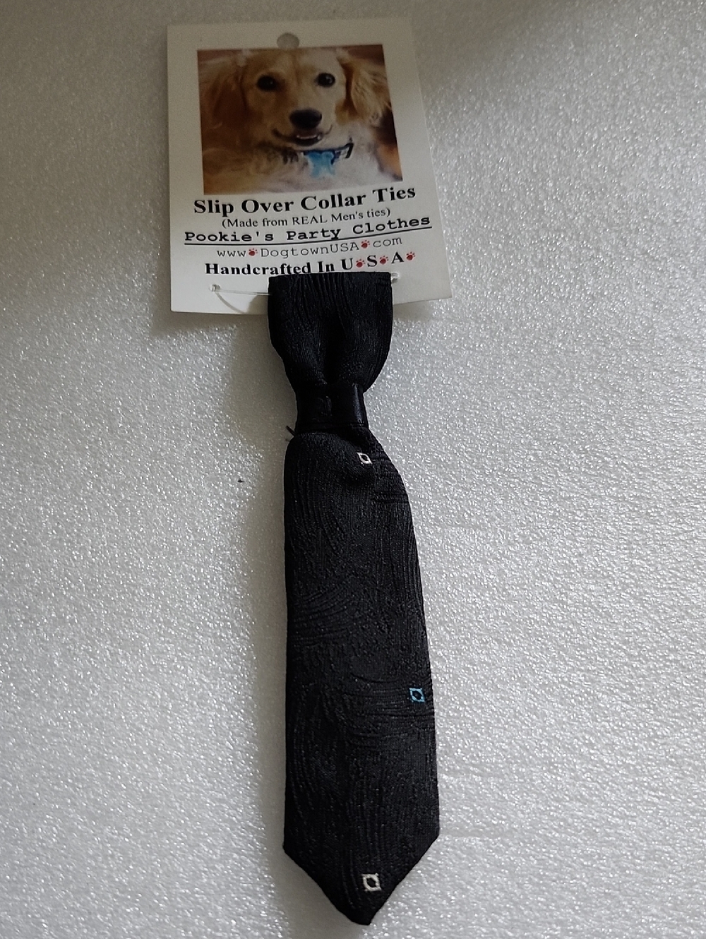 Hand Crafted Black Slip-Over Dog Tie